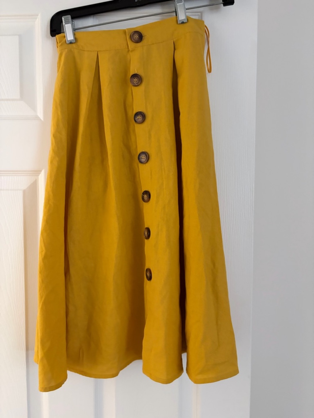 Angel Mustard A-Line Midi Skirt with Front Buttons